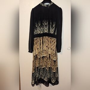 Gyalwana Black and Yellow A-Line Dress Sz 9 NWOT